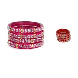 SOMIL Set of 8 Pink Alloy Bangles-image-92
