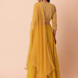 DIVASTRI Embellished Sequinned Semi-Stitched Lehenga & Unstitched Blouse With Dupatta image 4