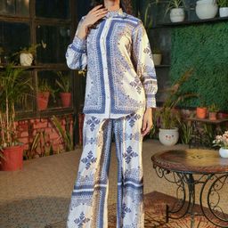DESIGN BYSG Printed Satin Tunic & Trouser Co-Ord Set-1