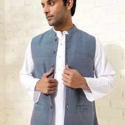 Fabindia Woven Nehru Jacket-22