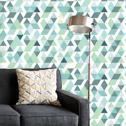 ArtzFolio Printed UV-Resistant Anti-Bacterial Bright Blue Triangles Peel & Stick Wallpaper-image-91