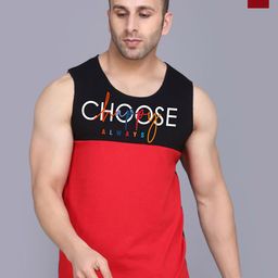 SLOWLORIS Pack Of 2 Printed Cotton Gym Vests SL26 COMBO (LOUD MAROON) (CHS BLKRED)-picture-22
