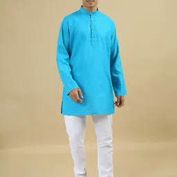 TATTVA Men Thread Work Summer Sheers Kurta-13