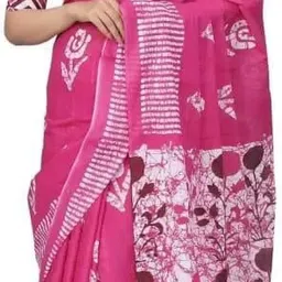 KIAARON Ethnic Motifs Pure Cotton Block Print Saree-50