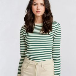 VIMAL JONNEY Women Striped Round Neck Cotton T-shirt-image-87