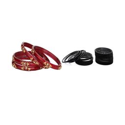 SOMIL Women Pack Of 2 Red And Black Glass Ethnic Handcrafted Traditional Bangle-image-24