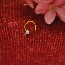 SHREEVARAM Gold-Plated Cubic Zirconia Ring Nosepin-32