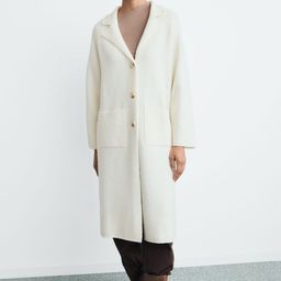 MANGO Self-Design Notched Lapel Collar Single-Breasted Regular Fit Longline Overcoat-picture-45