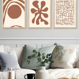 Kotart Brown & Beige 3 Pieces Wooden Modren Painting Wall Arts-picture-7