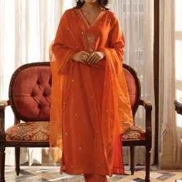 URMIR FASHION Women Embroidered Regular Kurta with Trousers & With Dupatta-picture-38