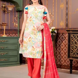 Aarika Girls Floral Printed Regular Pure Cotton Kurta with Trousers-picture-16