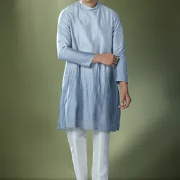 RNG Safawala Men Regular Thread Work Dupion Silk Kurta with Trousers image 5