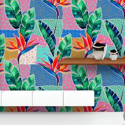 ArtzFolio Printed UV-Resistant Anti-Bacterial Watercolor Tropical Flowers With Doodles Peel & Stick Wallpaper-image-85