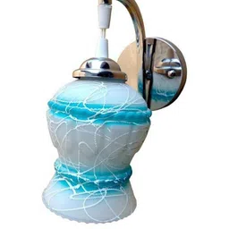 Somil Premium Designer Glass Wall / Night Lamp Elegant & Stylish Dcor Accent for Modern Interiors, color, Firozi, White, Size:- 19.5 X 23.5 X 27.5 CM-image-93