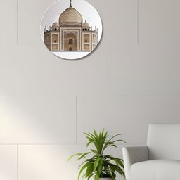 THE QUIRKY HOME White & Beige Taj Mahal Printed Ceramic Wall Plates-image-50