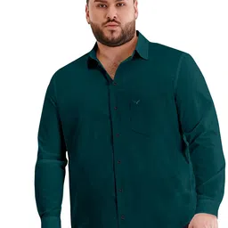 Aloof Men Plus Size Classic Fit Spread Collar Solid Cotton Casual Shirt-image-79