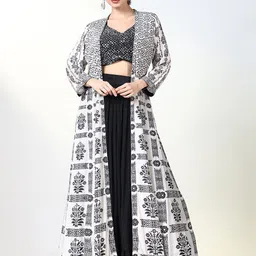 SHOWOFF Embellished Mirror Work Ready to Wear Lehenga &-45