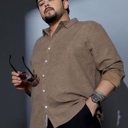 Instafab Plus Men Size Comfort Relaxed Fit Solid Spread Collar Casual Shirt-picture-25