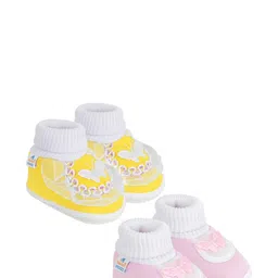 NESKA MODA 0 To 6 Months Combo Pack of 2 Pair Newborn Baby Girls Soft Cotton Cute Butterfly Booties-image-32