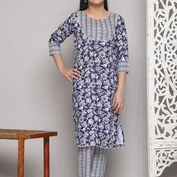 JULEE Girls Floral Printed Regular Kurta with Trousers-picture-55