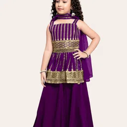 Tulsi Creation Girls Embellished Coat with Palazzos-image-6