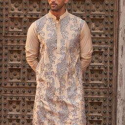 Jompers Paisley Embroidered Mandarin Collar Straight Kurta-picture-42
