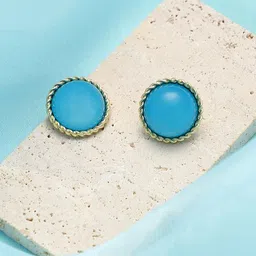 DressBerry Gold-Plated Artificial Stones Studded Circular Shaped Studs-6