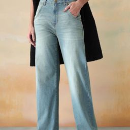 Flying Machine Women Wide Leg Mid-Rise Light Fade Stretchable Jeans-image-98