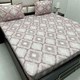 Pure Decor Purple & White Ethnic Motifs 400 TC Queen Bedsheet with 2 Pillow Covers-image-99