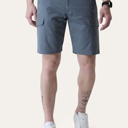 PERCH Men Solid Twill Cotton Regular Fit Cargo Shorts-image-86