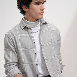 HIGHLANDER Men Relaxed Fit Spread Collar Checked Cotton Casual Shirt-picture-21
