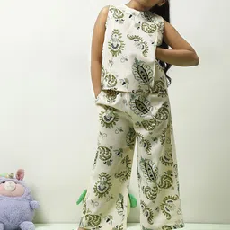 Athena Girls Printed Round Neck Pure Cotton Top With Palazzo-image-43