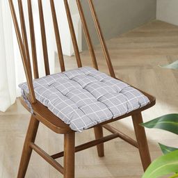 Kuber Industries Grey 2 Pieces Checked Cotton Chair Pads-58