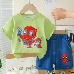 INCLUD Boys Deadpool Printed Short Sleeves T-shirt With Shorts-image-90
