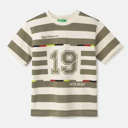 United Colors of Benetton Boys Striped Pure Cotton Applique T-shirt-image-49
