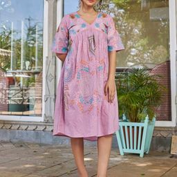 Moda Rapido Women Floral Embroidered A-Line Dress-image-86