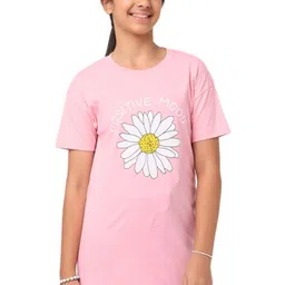Nuego Girls Floral Printed Bio Finish T-shirt-36