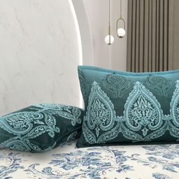Pure Decor Blue & Blue Ethnic Motifs Queen Bedsheet with 2 Pillow Covers-image-48