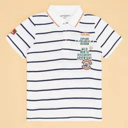 Pantaloons Junior Boys Polo Collar Monochrome Applique T-shirt-32