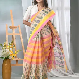 DESH BIDESH Paisley Printed Pure Cotton Taant Saree-picture-21
