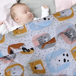 BED-SHEET.COM White & Brown Cartoon Characters Microfiber Mild Winter 300 GSM Single Bed Comforter-image-3