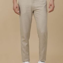 Linen Club Men Contemporary Fit Linen Casual Trouser-image-87