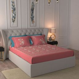 MYTRIDENT Indulgence Red Printed 300 TC Pure Cotton King Bedsheet Set 2.74 m x 2.74 m-image-40