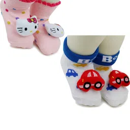 NESKA MODA Kids-Unisex Set Of 2 Ankle Length Cotton Socks-21