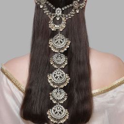 KARATCART Kundan and Pearl Beaded Hair Accessory-41