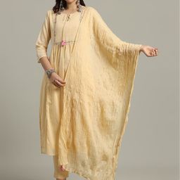 Meena Bazaar Women Yoke Design Regular Kurta Set With Dupatta-image-65