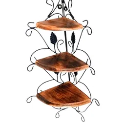 Apka Mart Brown Wood Corner Wall Shelf-picture-5