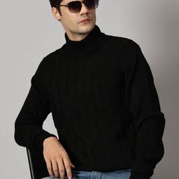 BLACK BUCK Men Cable Knit Woollen Pullover-image-77