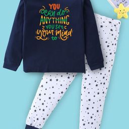 BLUSHES Kids Typography Printed Pure Cotton Night Suits-image-14