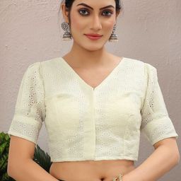 Moda Rapido V-Neck Cotton Saree Blouse-image-23